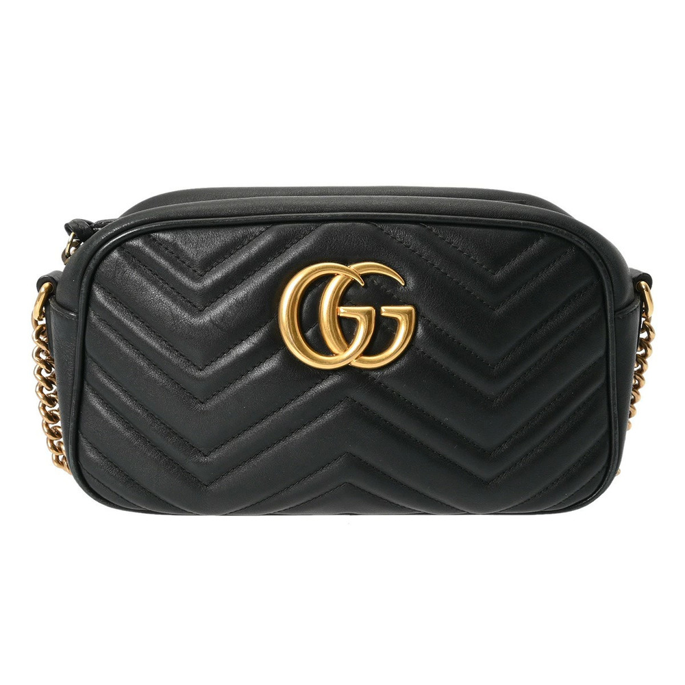 GUCCI GG Marmont Black Leather Shoulder Bag